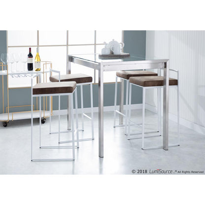 White, Brown Cowboy Fabric Fuji Stacker Counter Stool - Set of 2