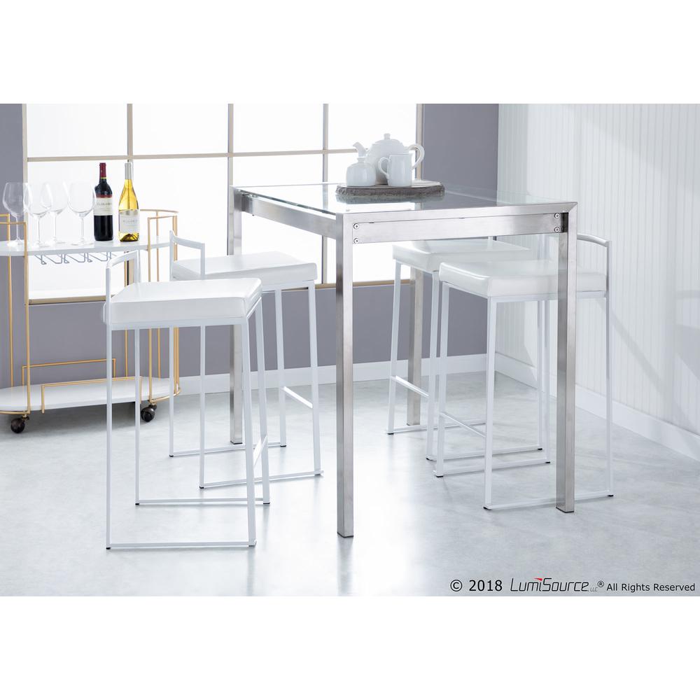 White, White Fuji Stacker Counter Stool - Set of 2