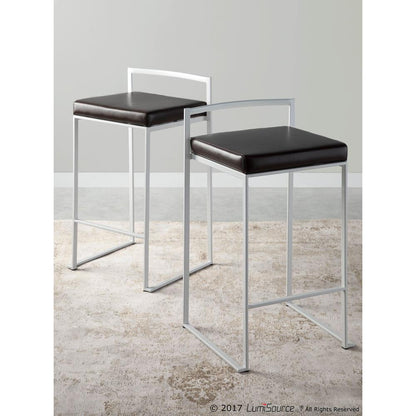 White, Brown Fuji Stacker Counter Stool - Set of 2