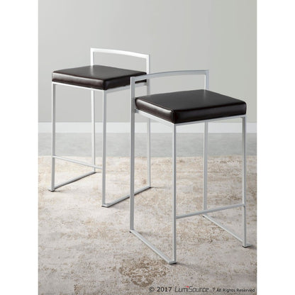 White, Brown Fuji Stacker Counter Stool - Set of 2
