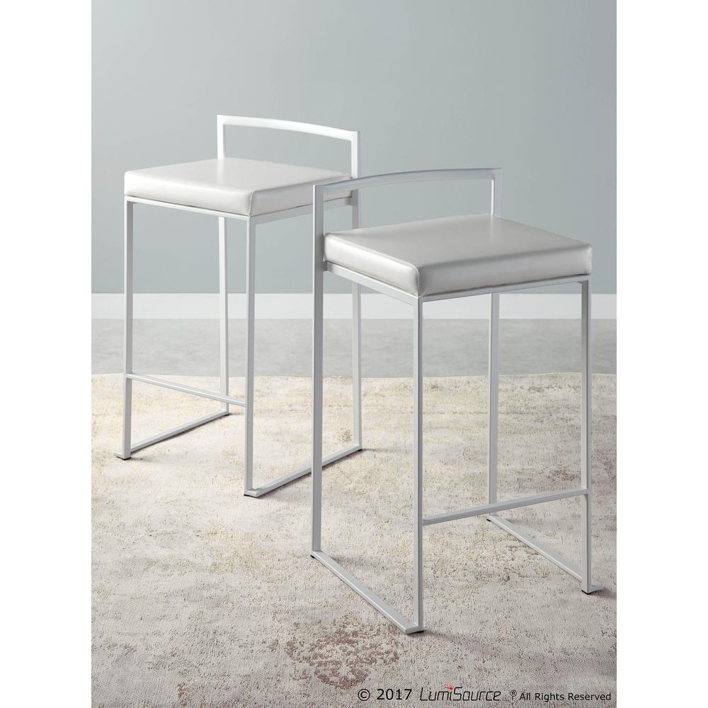 White, White Fuji Stacker Counter Stool - Set of 2