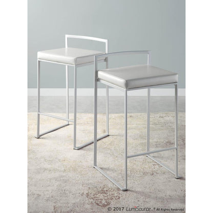 White, White Fuji Stacker Counter Stool - Set of 2