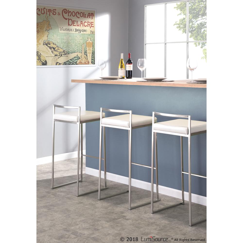 White Fuji Stacker Barstool - Set of 2
