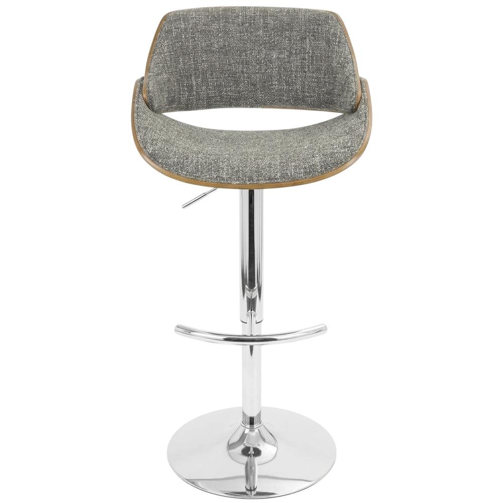 Walnut and Grey Adjustable Barstool with Swivel and Modern Design
