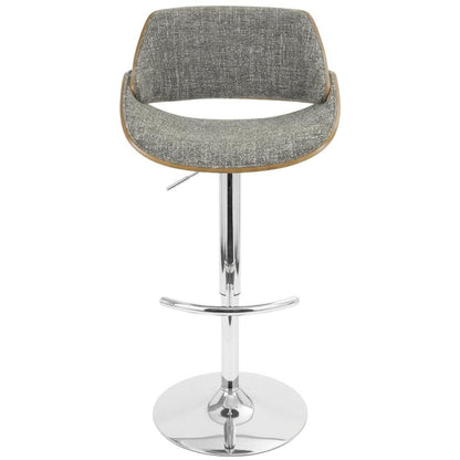 Walnut and Grey Adjustable Barstool with Swivel and Modern Design