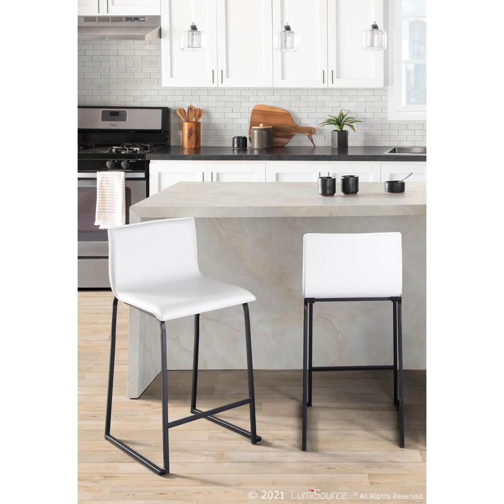 Black Metal, White PU Mara Counter Stool - Set of 2