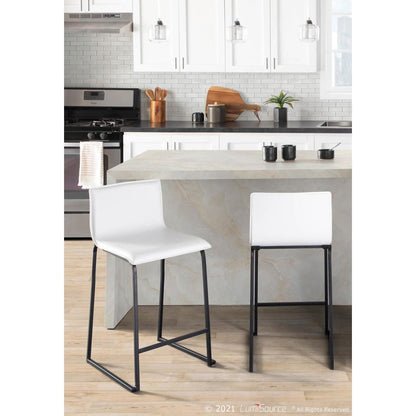 Black Metal, White PU Mara Counter Stool - Set of 2