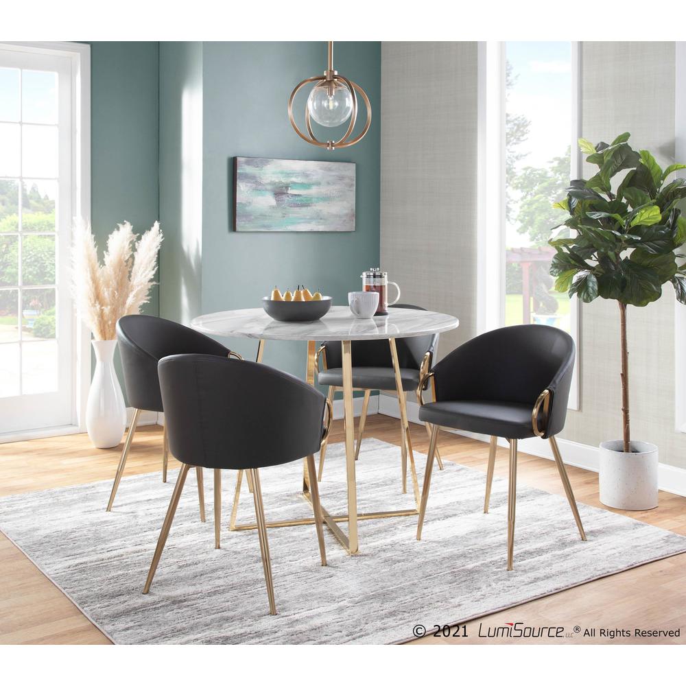 Gold Metal, Grey PU Claire Chair
