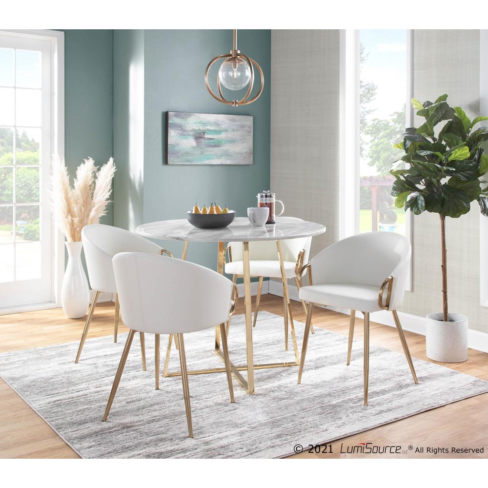 Gold Metal, White PU Claire Chair