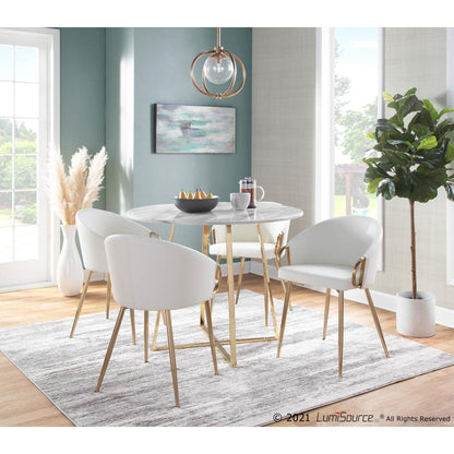 Gold Metal, White PU Claire Chair