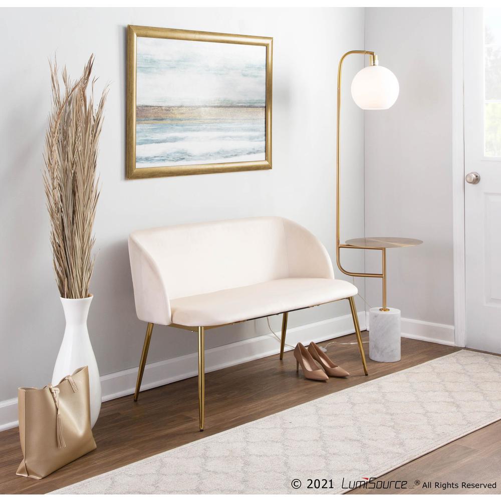 Gold Steel, Cream Velvet Fran Bench