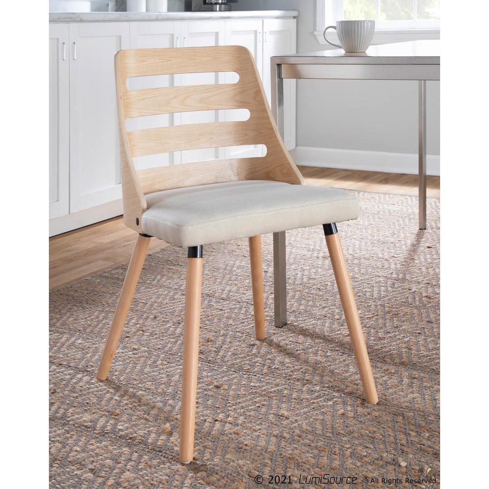 Natural Wood, Cream Fabric Trevi Chair