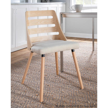 Natural Wood, Cream Fabric Trevi Chair