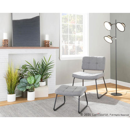 Black Steel, Grey Fabric Stout Lounge Chair + Ottoman