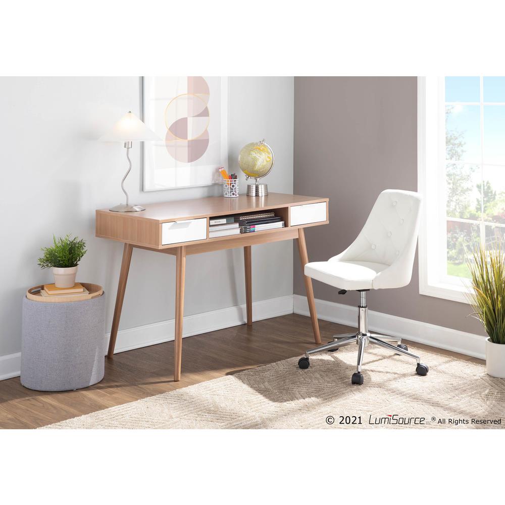 Grey Fabric, Natural Wood Tray Nesting Ottoman Set