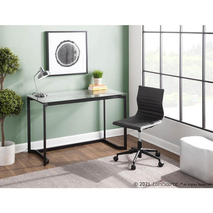 Black Steel, Clear Glass Masters Office Desk