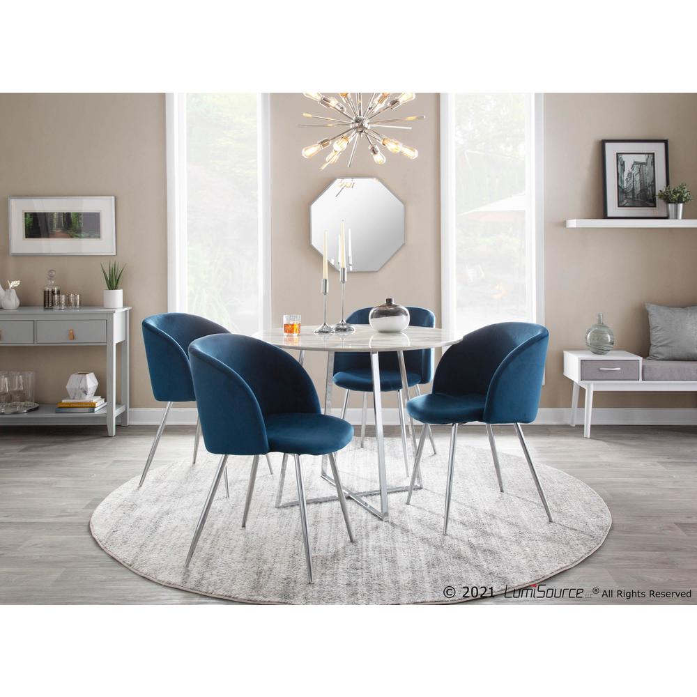Chrome, Blue Velvet Fran Chair - Set of 2