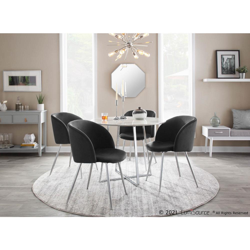 Chrome, Black Velvet Fran Chair - Set of 2