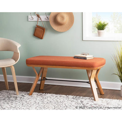 Natural Wood, Orange Fabric Folia Bench