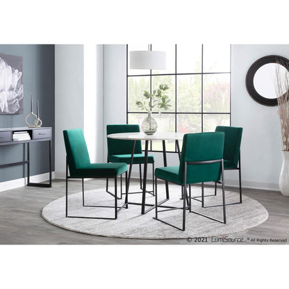 Black Steel, Green Velvet High Back Fuji Dining Chair - Set of 2