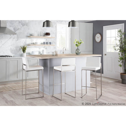 Fuji High Back 30" Fixed-Height Barstool - Set of 3