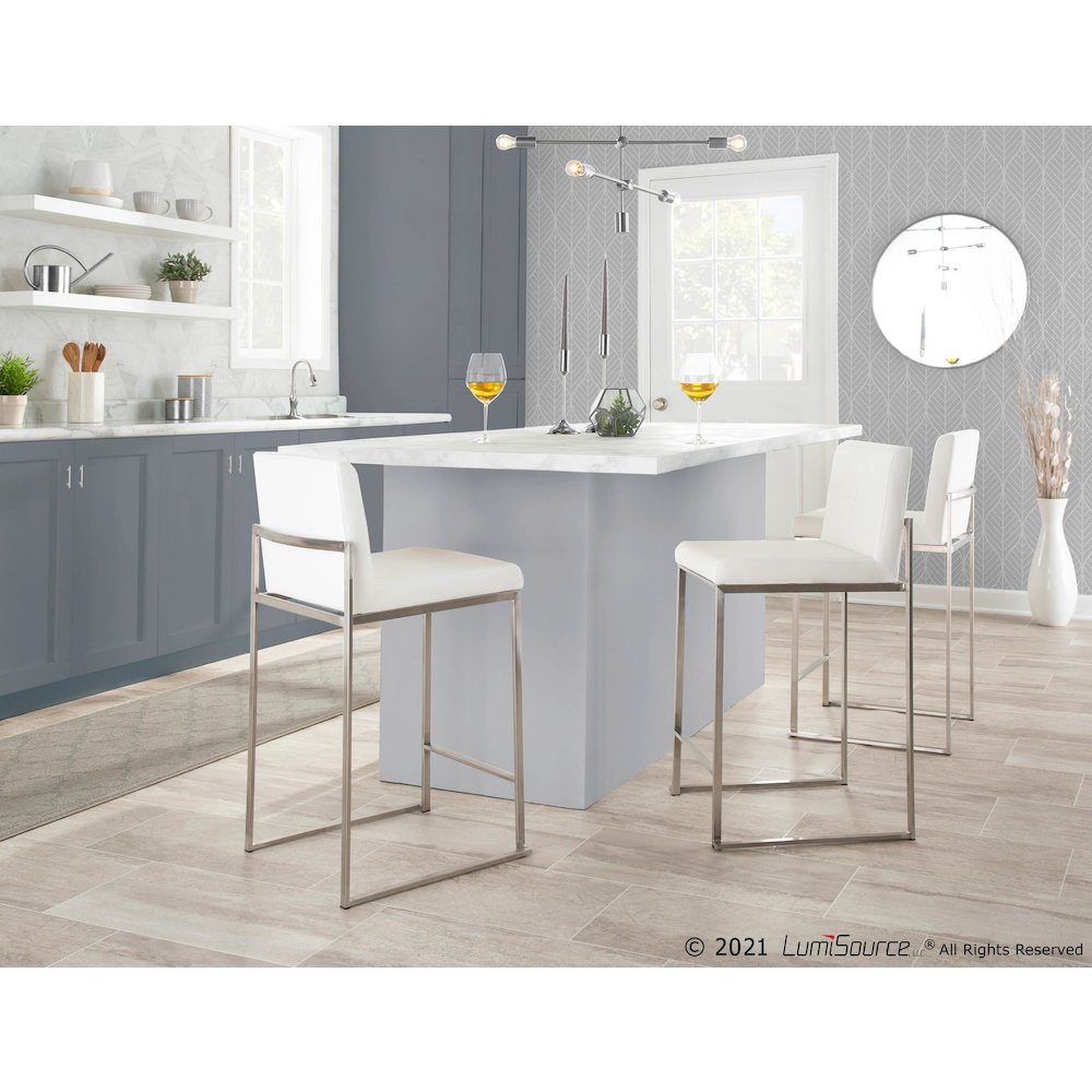 Fuji High Back 26" Fixed-Height Counter Stool - Set of 3