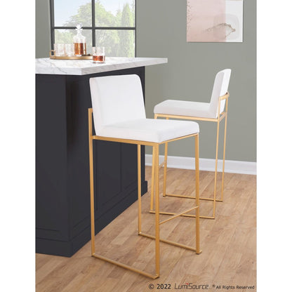 Fuji High Back 30" Fixed-Height Barstool - Set of 3