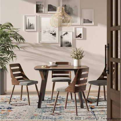 Walnut Wood, Grey Fabric Trevi Chair - Set of 2