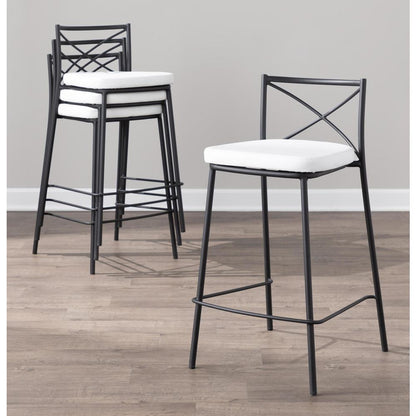 Black Metal, White PU Modern Charlotte Counter Stool - Set of 2