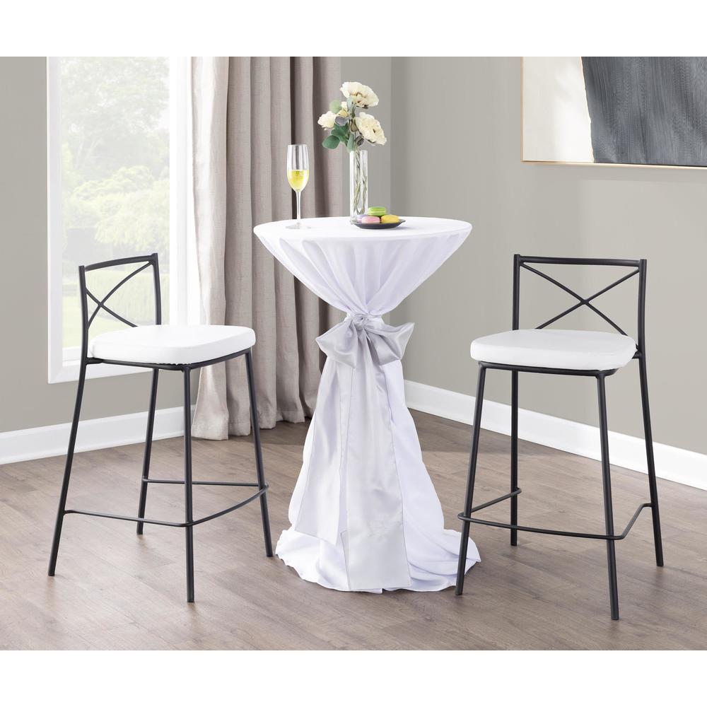Black Metal, White PU Modern Charlotte Counter Stool - Set of 2