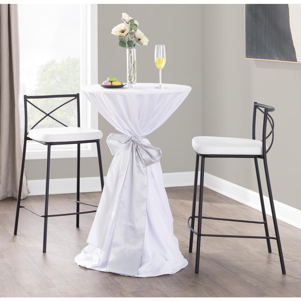 Black Metal, White PU Modern Charlotte Counter Stool - Set of 2