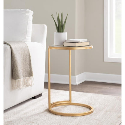 Gold Metal, Clear Glass Round Zenn End Table