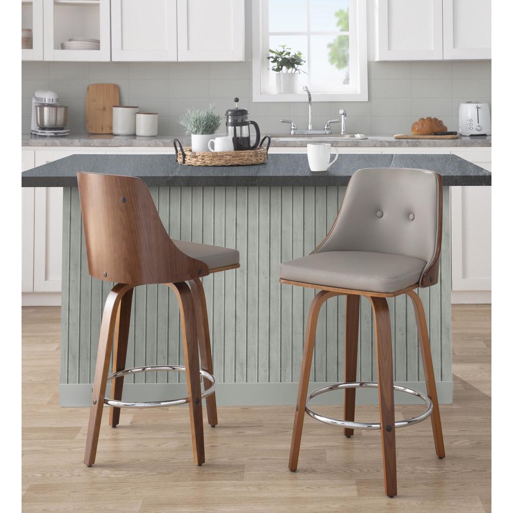 Grey Gianna 26" Fixed-Height Counter Stool - Set of 2