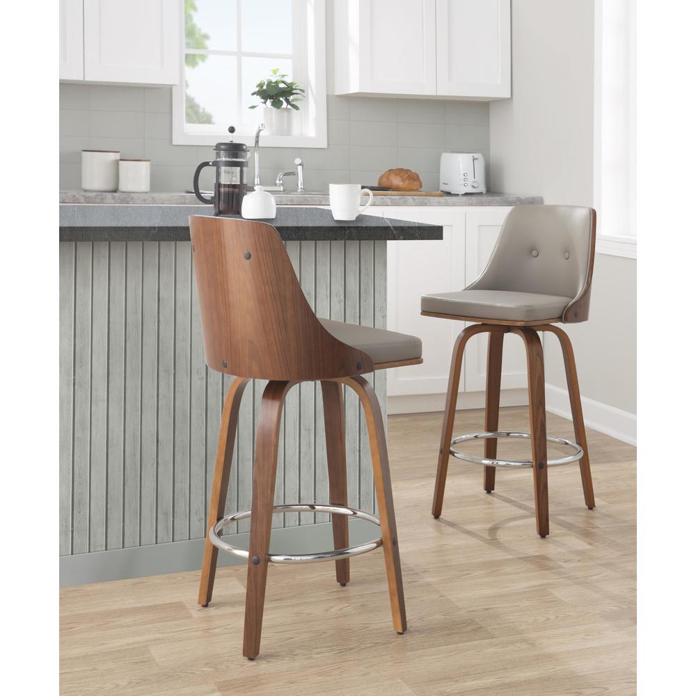 Grey Gianna 26" Fixed-Height Counter Stool - Set of 2