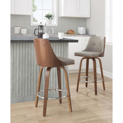 Grey Gianna 26" Fixed-Height Counter Stool - Set of 2