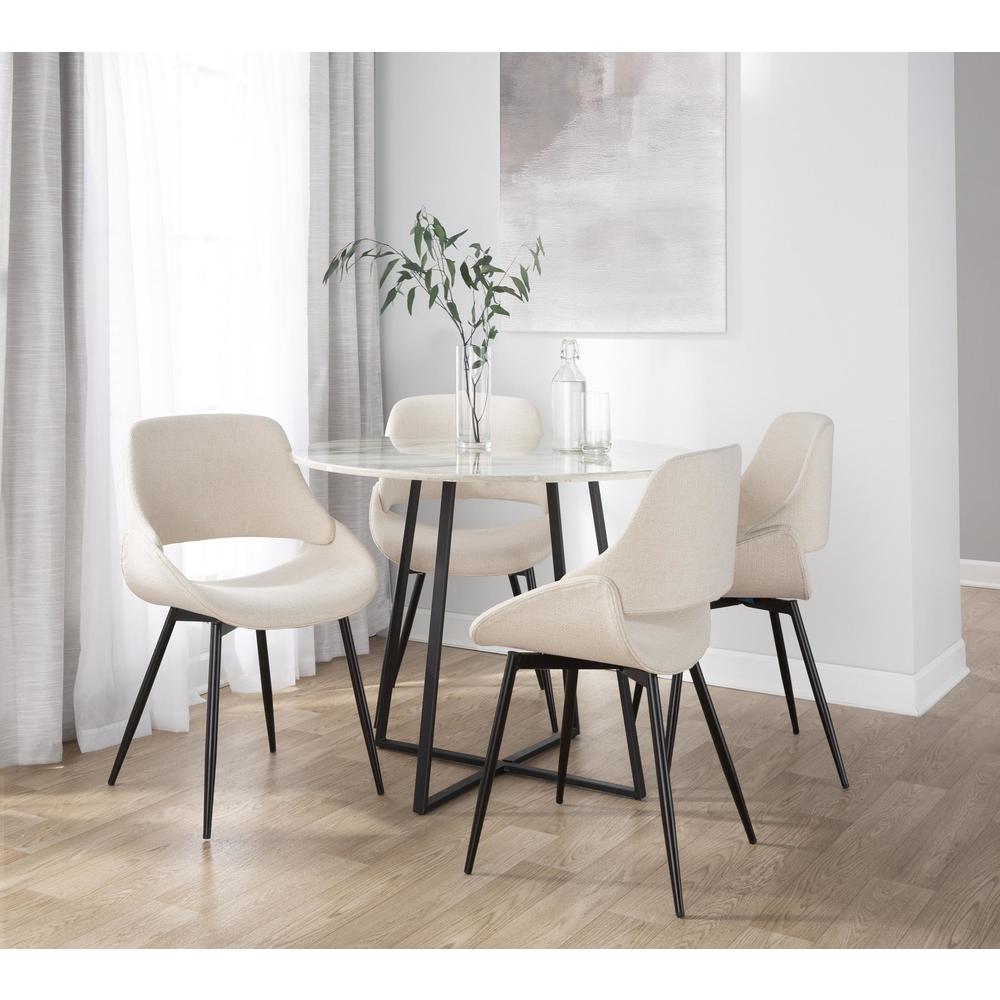 Black Metal, Cream Fabric Fabrico Chair - Set of 2