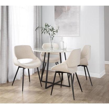 Black Metal, Cream Fabric Fabrico Chair - Set of 2