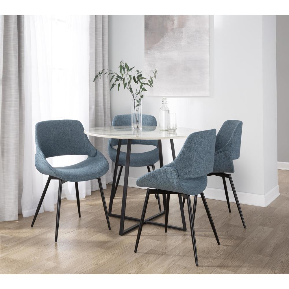 Black Metal, Blue Fabric Fabrico Chair - Set of 2