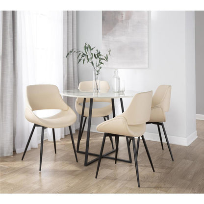 Black Metal, Cream PU Fabrico Chair - Set of 2