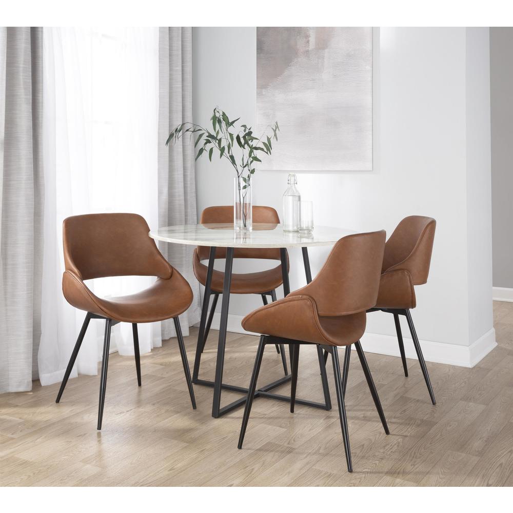 Black Metal, Camel PU Fabrico Chair - Set of 2
