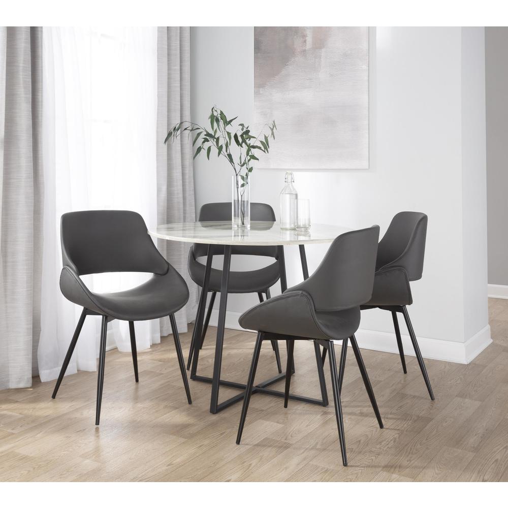 Black Metal, Grey PU Fabrico Chair - Set of 2