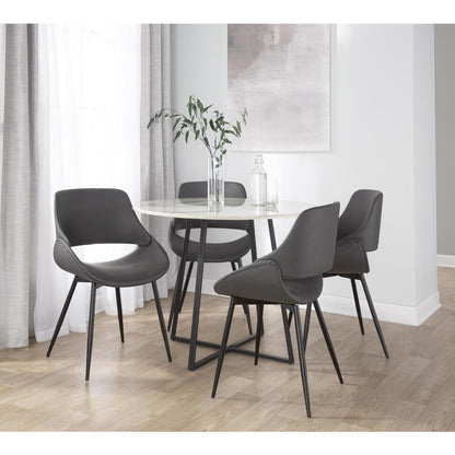 Black Metal, Grey PU Fabrico Chair - Set of 2