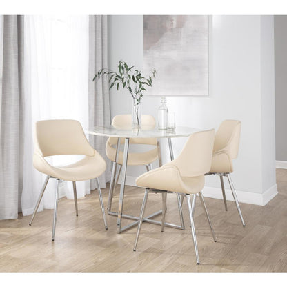 Chrome Metal, Cream PU Fabrico Chair - Set of 2