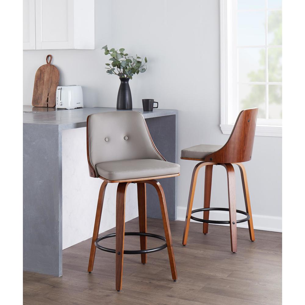 Grey Gianna 26" Fixed-Height Counter Stool - Set of 2