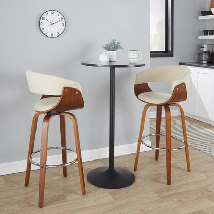 Beige Vintage Mod 30" Fixed-Height Barstool - Set of 2