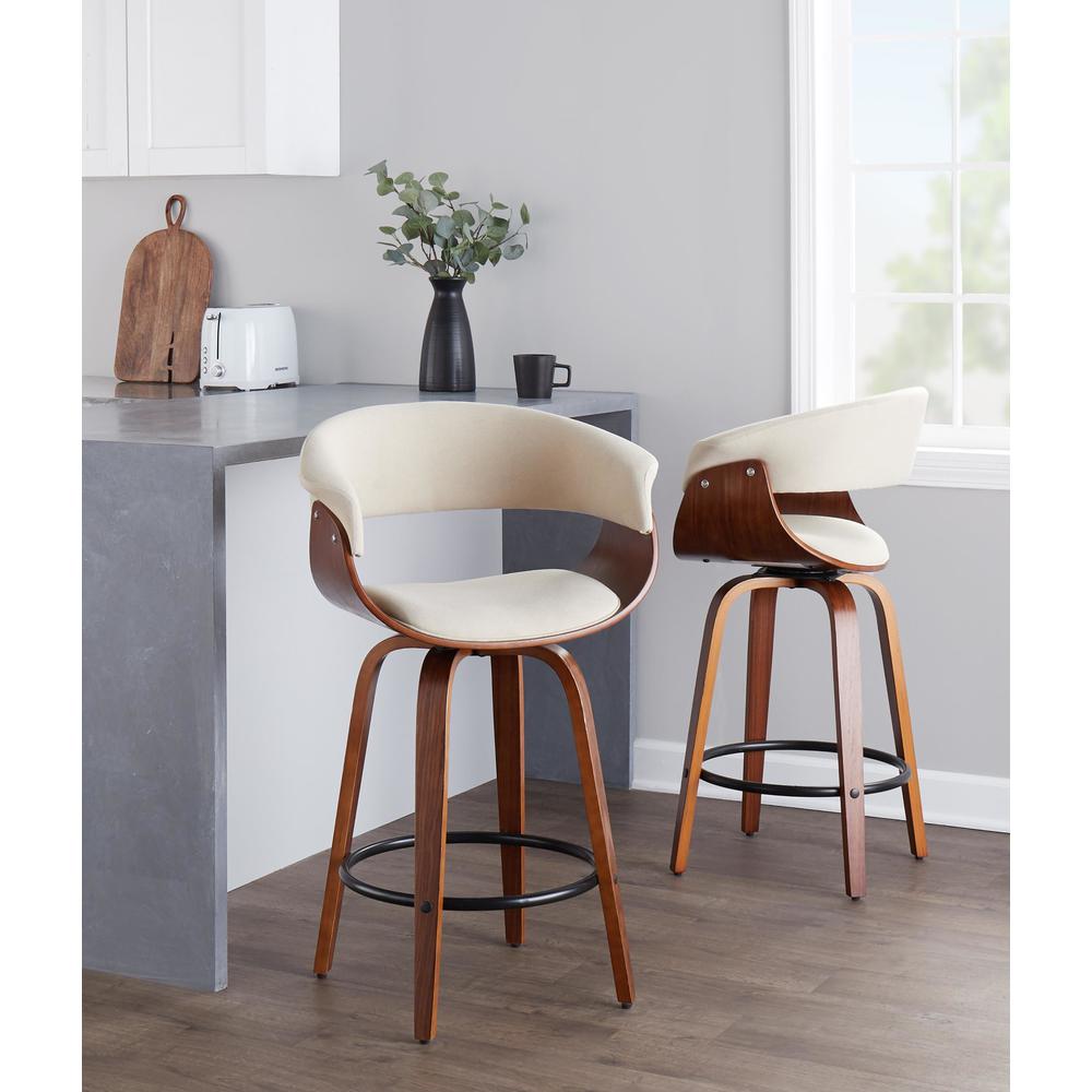 Beige Vintage Mod 26" Fixed-Height Counter Stool - Set of 2