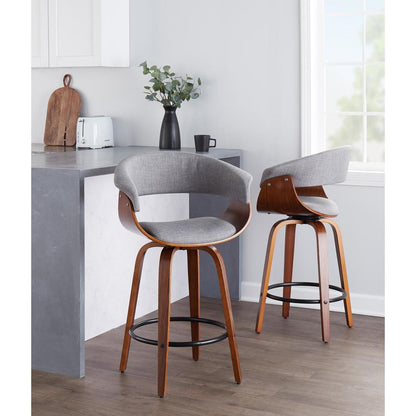 Grey Vintage Mod 26" Fixed-Height Counter Stool - Set of 2