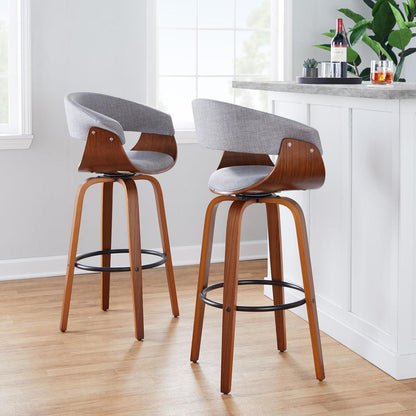 Grey Vintage Mod 30" Fixed-Height Barstool - Set of 2