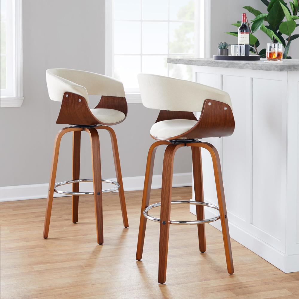 Beige Vintage Mod 30" Fixed-Height Barstool - Set of 2