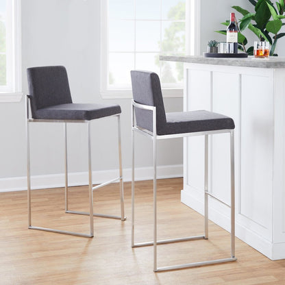 Fuji High Back 30" Fixed-Height Barstool - Set of 3